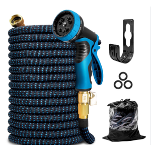 Kotto 150ft Flexible Garden Hose, Water Hose for Outside with 10 Spray Nozzles, Brass Connector, Leak-Proof, Blue, Father's Day Gifts