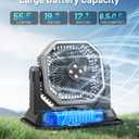 Allsion Rechargeable Misting Fan, 24000mAh Camping Misting Fan with 8L Water Bucket, 3-Speed Outdoor Cooling Fan with LED Lights, 120Oscillation for Camping, Backyard, Patio,Outdoor-Black
