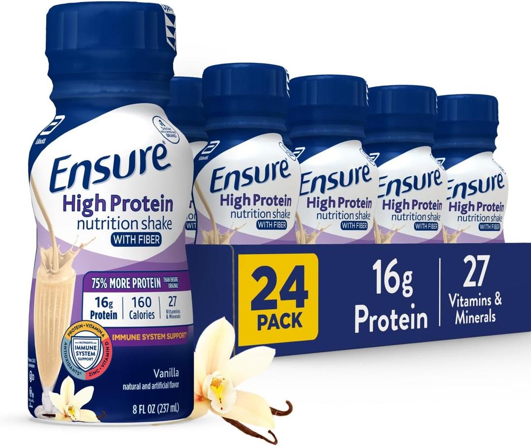 Ensure High Protein Vanilla Nutrition Shake With Fiber | 24 Pack