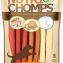 Nutri Chomps Dog Chews, 5-inch Twists, Easy to Digest, Rawhide-Free Dog Treats, 15 Count, Real Chicken, Peanut Butter and Milk flavors (EXP 03/21/28)