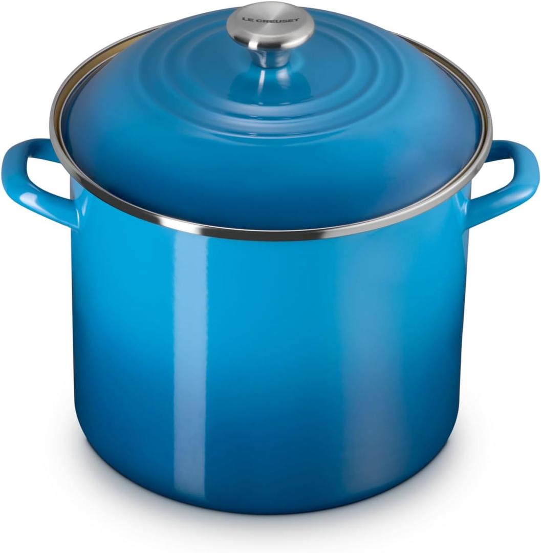 Le Creuset Enamel on Steel Traditional Stockpot, 12 qt., Marseille with Stainless Steel Knob, 12 Quarts