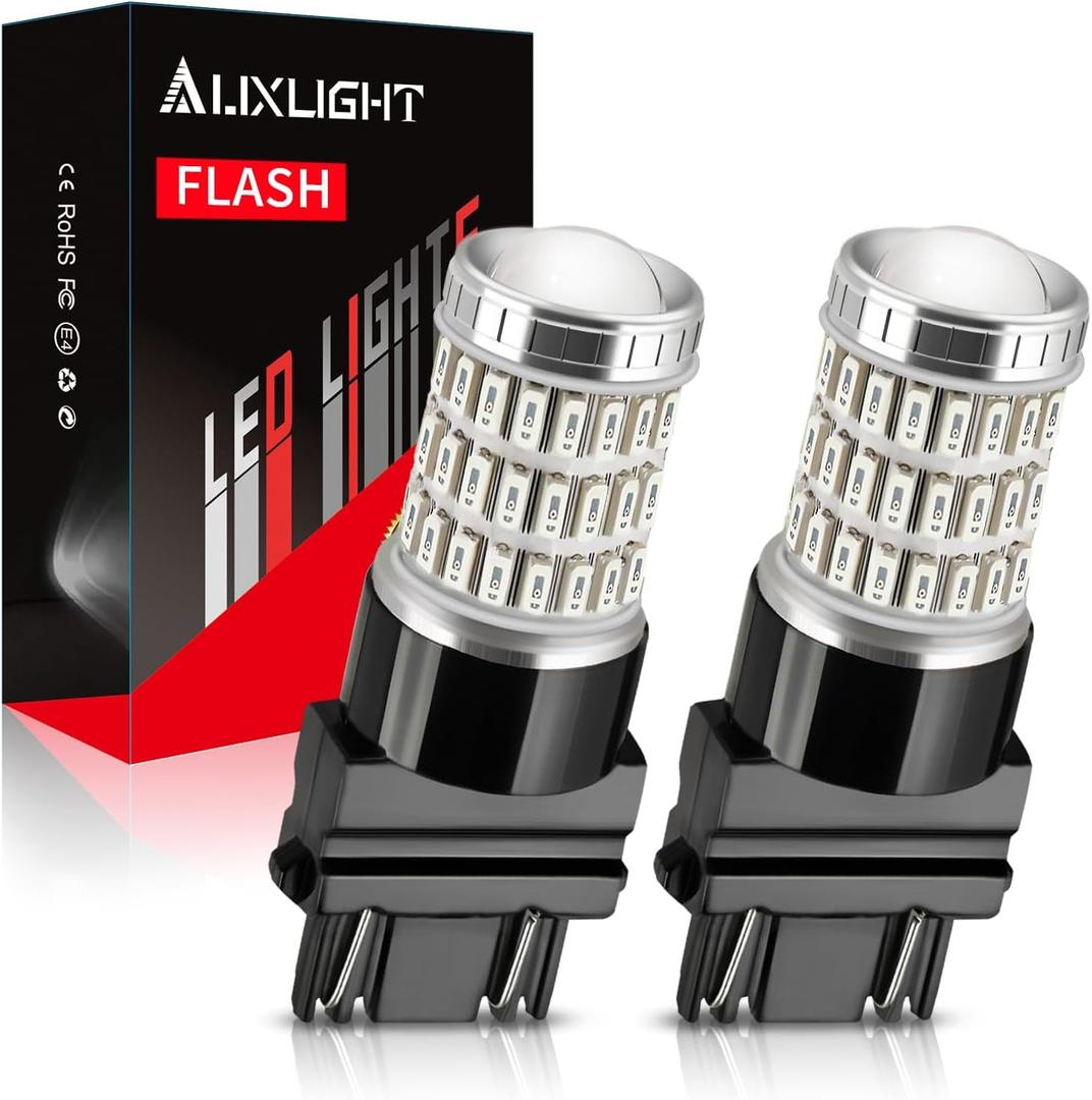 AUXLIGHT LED Strobe/Flash Brake Tail Light Bulbs 3157 3156 LED Bulb Red 320% Brighter 3057 3056 4157 T25 Led Bulbs for Tail Stop Brake Lights (Brilliant Red, Pack of 2)