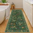 DUKINO 2x6 Rug for Hallway, Washable Kitchen Runner Rug with Non Slip Backing, Soft Low Pile Vintage Animal Runner for Bedroom, Kitchen, Hallway, Entryway, Laundry, Green