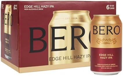 BERO Edge Hill Hazy IPA, Non-Alcoholic Craft Ale 6-Pack, Tropical & Juicy Hazy IPA, Hoppy New England-Style NA Beer by Tom Holland, Alcohol Alternative Beverage for Every Occasion, BB 04/03/25
