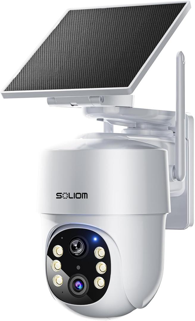 SOLIOM- True 5MP HD Security Cameras Outdoor Wireless, Add-On Camera, Solar Powered, Auto Tracking,Requires Soliombase, Soliombase Supports Up to 4 Cams
