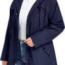 SaphiRose Women's Plus Size Rain Jacket Waterproof Rain Coat Lightweight Windbreaker Raincoats with Hood (Blue, XXL)