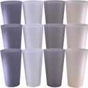 AOYITE Unbreakable Plastic Cups Reusable, 32 oz Plastic Tumblers set of 12, BPA Free Dishwasher Safe Large Drink Cup for Kids Kitchen Camping Party Outdoor (Grey Stone)