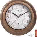 12 Inch Indoor/Outdoor Waterproof Wall Clock with Thermometer & Humidity, Silent Non-ticking Quartz Clock for Courtyard Kitichen Living Room Bathroom Balcony Greenhouse Garden Pool Patio (brown)