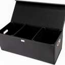 Trunk Organizer for Car With Lid,Foldable Trunk Organizer for SUVs & Sedans,Multi-Functional Leather Storage Box- Black - Large