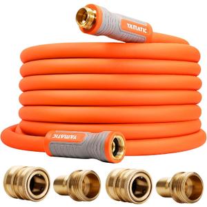 YAMATIC Garden Hose 5/8 in x 30 ft, Ergonomic Swivel Fittings, Burst 600 PSI, Heavy Duty, Flexible and Lightweight Water Hose with 2 Set Quick Connect