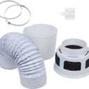 VIWINVELA 3 IN 1 Indoor Dryer Vent Kit Filter Bucket for Electric Dryers with 4-Inch by 5-Feet Double Layer Proflex Duct (White)