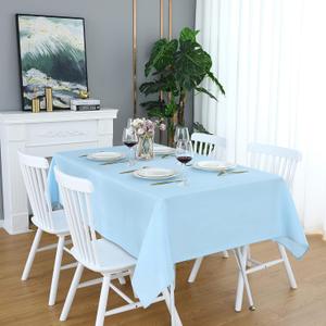 FOLINS&HOME Baby Blue Rectangle Tablecloth 60 x 120 Wrinkle Free Waterproof Polyester Table Cloth, Spillproof Heavy Duty Washable Table Cover for Party, Banquet, Indoor and Outdoor-Oblong/Rectangular
