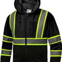 High Visibility Hoodie for Men Class 3 Hi Vis Safety Hoodies Reflective Construction Sweatshirt with Pockets