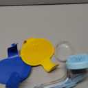 3Pcs Dog Bath Brush, Dog Scrubber for Bath, Dog Shampoo Brush Bubble Maker, Dog Paw Washer, dog grooming Massage Brush with Adjustable Ring Handle, dog accessories for Short & Long Hair -Blue