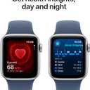 Apple Watch SE (2nd Gen) [GPS 40mm] Smartwatch with Silver Aluminum Case with Denim Sport Band S/M. Fitness and Sleep Trackers, Crash Detection, Heart Rate Monitor, Retina Display