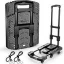 Folding Hand Truck 500lbs, Portable Heavy Duty Dolly Cart, 6 Wheels Collapsible Luggage Cart with 2 Elastic Ropes - Compact Trolley Cart for Easy Moving - Ideal Hand Cart for Travel and More (17, Black)