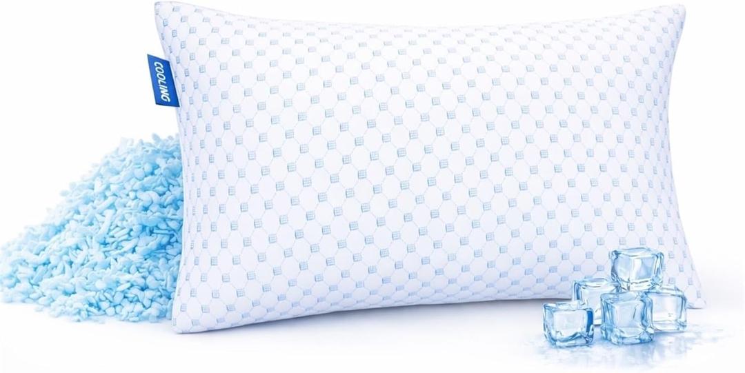 Nestl Cooling Pillow for Sleeping 1 Pack, Luxury Shredded Memory Foam Pillows Standard Size, Adjustable Cold Gel Pillows for Hot Sleepers Supportive Cool Pillow for Side Back Stomach Sleepers, Standard 20"x28"