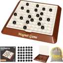 Magnet Game, Board Games for Adults and Kids with Storage Board, Magnetic Games with Stones, Magnetic Chess for Family Game Night, 24 Players