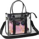 Large Clear Tote Bag Stadium Approved for Stadium Events Transparent Shoulder crossbody Handbag with Adjustable Strap (Black)