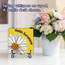 Summer Decor - 5‘’ Hello Sunshine Wooden Sign with Metal Stand - Daisy Rustic Farmhouse Seasonal Desktop Decor for Office Room Desk Shelf, Home Decoration & Housewarming Gift For Friends Family -A02
