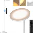 SIBRILLE 36W LED Floor Lamp, Super Bright Standing Lamp, Modern Stepless Dimmable Torchiere Tall Lamp with Remote Control, 350Rotating Head Reading Floor Lamp for Living Room, Bedroom, Office - White