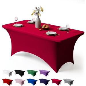 Trlyc 1 Pack 6FT Spandex Table Cloth - 72 x 30 Inch Rectangular Stretch Tablecloth, Wrinkle Resistant Scretch Table Cover for Wedding, Party, Banquet, Picnic, Outdoor Decoration (1Pcs,Burgundy)
