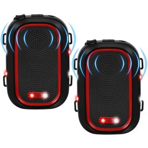 Car Rodent Repellent Under Hood Animal Repeller Ultrasonic Rodent Deterrent for Cars, Battery Powered Mouse Repellent with Strobe Light, Keeping Rodents Out of Car Garage Attic Barn, 2 Pack Red Black
