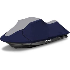 Jet Ski Cover - Waterproof, Trailerable, Fits Seadoo, Yamaha, Jet Ski Watercraft (116"-125", 2 Seater), Gray & Navy
