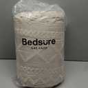 Bedsure Tufted Boho Comforter Set Oversized Queen - Linen Boho Bed Set, GentleSoft 3 Pieces Farmhouse Shabby Chic Embroidery Bedding, Gifts for Woman, Soft Jacquard Comforter for All Seasons (08 - Linen - Elegant)