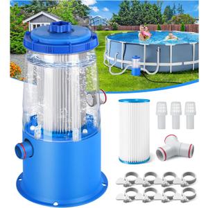 KimFilter Transparent 1000 GPH Above Ground Pool Filter Pump Easy Cartridge Status Viewing | Powerful Pool Cartridge Filter Pump System | Enhanced Circulation & Filtration for Crystal-Clear Water