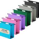 Extra Capacity Hanging File Folder Letter Size,3" Expansion Plastic Hanging File Organizer for Filing Cabinet Folders Office Home,Reinforced Black Heavy Duty Hang Folders with Tabs,12 Pack