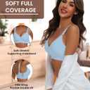 HORISUN Comfortable Seamless Full Coverage Bra for Women Wireless Bras with Soft Support Regular and Plus Size (Blue, L)