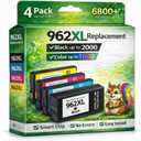 962XL Ink Cartridges Combo Pack Replacement for HP 962XL 962 Black and Color Ink Cartridges Work for hp officejet pro 9010 9015 9018 9020 9025 9026 9019 9012 9013 9014 9016 9022 9023 Printer (4 Pack)