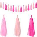QFGasre 15pcs Hot Pink Light Pink Tissue Paper Tassel Garland Tissue Tassel Banners for Teachers Students Party Decorations DIY Kits Birthday Wedding Bridal Shower