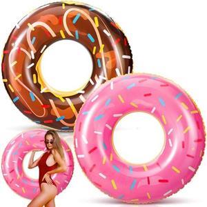 Qiyaz 1 Pack 47.24 Inches Jumbo Donut Pool Floats for Adults Lovely Donut Inflatable Tube Swim Rings Floaties for Pool, Large Donut Inflatable for Party Decorations Supplies