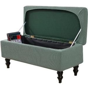 FUANGUI Ottoman Cover Stretch Storage Ottoman Bench Slipcover Jacquard Folding Storage Bench Ottoman Cover Footrest Stool Slipcover Footstool Protector Cover with Elastic Bottom,Medium