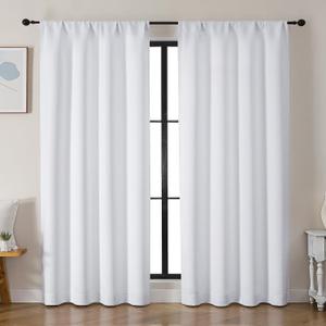 Simplebrand Ava Pure White Curtains for Bedroom 84 Inch Length 2 Panels Set, Solid Light Filtering Thermal Insulated Window Treatment, Soft Casual Rod Pocket Privacy Curtains, W50 x L84 Inch
