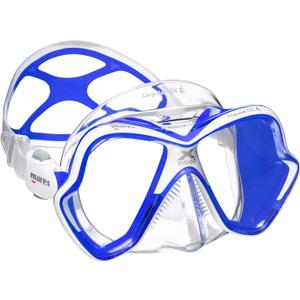 MARES Unisex Adult X-Vision Ultra Liquidskin Comfortable Scuba Diving Two Window Mask with Silicone Face Piece (Clear/Blue)