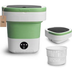 Portable Washing Machine, Mini 16L Foldable Washer and Dryer with 3 Modes Deep Cleaning, Upgraded Small Collapsible Laundry for Travel, Apartment, Home, Hotel and camping