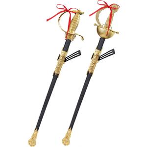 2pcs Toy Sword,27" Fencing Sword Toys,Plastic Musketeer Sword and Sheath for Kids Role-Play Props,Halloween Cosplay (Gold Style 1)