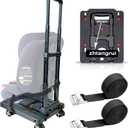 Car Seat Dolly for Airport - CarSeat Roller Cart Wheels for Airplane - Car Seat Travel Cart Carrier with Straps Foldable Luggage Trolley Folding Hand Truck (Black)