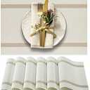 More Décor Dining Table Placemats, Washable Heat-Resistant PVC Vinyl Table Mats for Dining Room and Kitchen, Anti-Slip - Set of 4 - Ivory