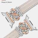 Minyee Celtic Knot Leather Band Compatible with Samsung Galaxy Watch 8 40mm 44mm/ 8 Classic 46mm Band Women, No Gap One-Click Slim Thin Dressy Premium Soft Leather Pretty Designer Adjustable Strap