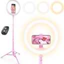 UBeesize 12 Selfie Ring Light with 62 Extendable Tripod Stand & Remote, LED Light with Phone Holder for Video Recording/Makeup/Content Creator (YouTube/TikTok/Twitch), Phone, Camera & Webcam (Pink)