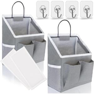 2pcs Small Wall Hanging Baskets for Organizing, Wall Hanging Storage Bags as Over the Door Organizer, Wall File Organizer, Rv Storage and Organization. For Bedroom, Office, Camper (Gray) (Gray-small (2 Pcs))