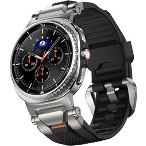 ULTIMAL Rugged TPU Sport Band ONLY for Samsung Galaxy Watch 8 Classic & Galaxy Watch 8 (40/44/46mm), Replacement Strap with Secure Connector, Waterproof Sweat-Resistant, Fit 6.2-8.9(Black+Silver)