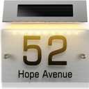 Angoily Solar Address Sign Lamp with 18 Led Lights, House Numbers for OutsideDual Color White and Warm Light, Stainless Steel Doorplate for Home Decor
