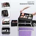 Stagiant Rolling Makeup Train Case Large Storage Cosmetic Trolley 4 Tray with Sliding Rail Removable Middle Layer with Key Swivel Wheels Salon Barber Case Traveling Cart Trunk