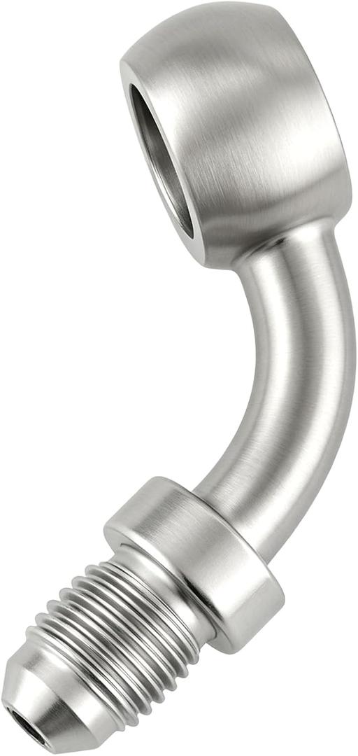 3AN Male to 10.2mm 3/8" Banjo 45 Degree Stainless Steel Brake Hose Brake Clutch Fitting Adapter