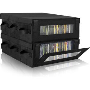 6 Pack CD Storage Box, Hold 35 CD Case with PVC Window, Black